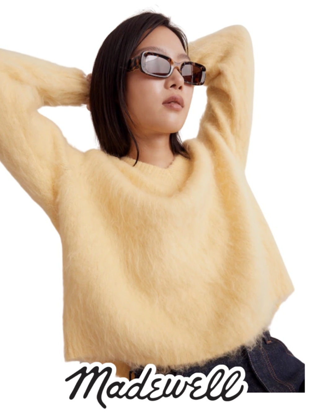 Madewell | Soft Brushed V-Neck Sweater Heather Lemon Alpaca - Size M